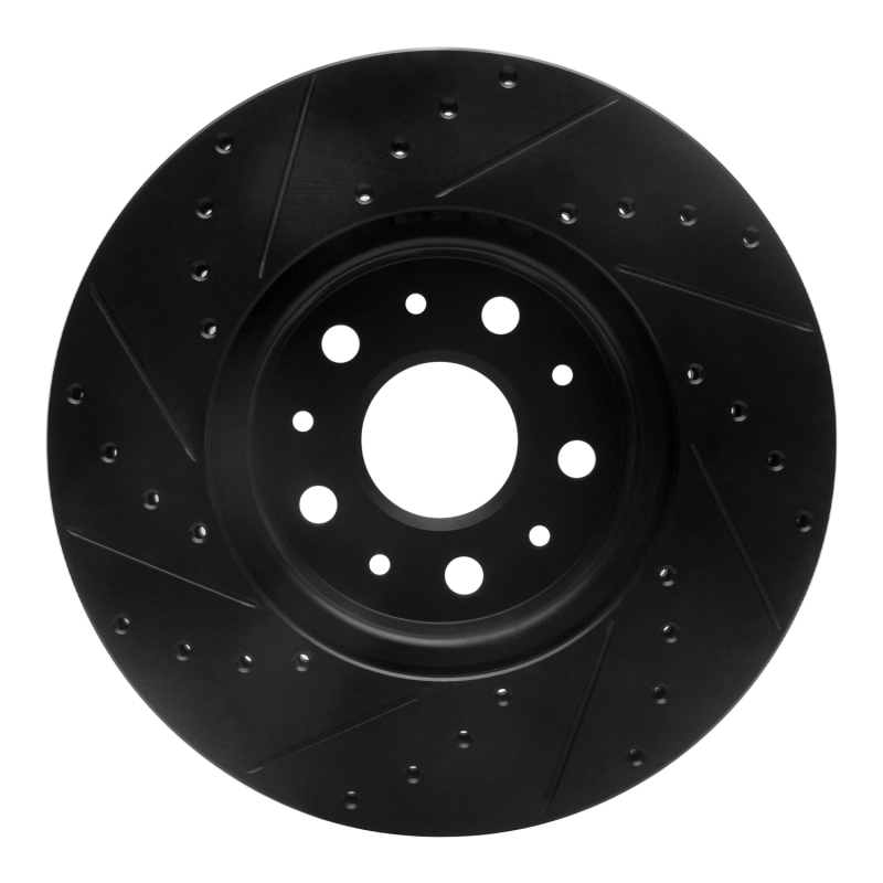 Cadillac CT6 Brake Rotor (1) - Front Right - R1 Concepts - Drilled & Slotted - Black - `14-`20